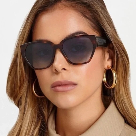 DIOR DIORID1 57-16 145 Dark Havana Tortoise Sunglasses - Picture 1 of 16